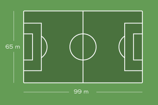 1 Naturrasenfelder mit Massen nach FIFA Norm (99m x 65m)